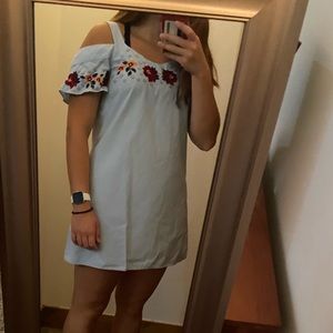 Miami light blue and floral dress.